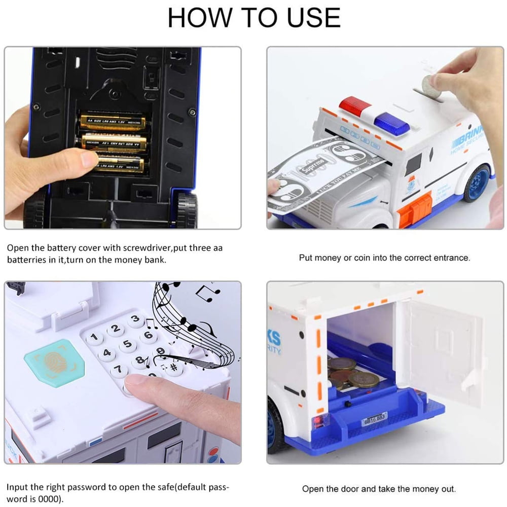 Kids Money Bank,Electronic Piggy Banks,Cool Armored Car Bank With Light,Password Cash Coin Can ATM Bank, Perfect Toy Birthday Christmas Gifts for Boys Girls