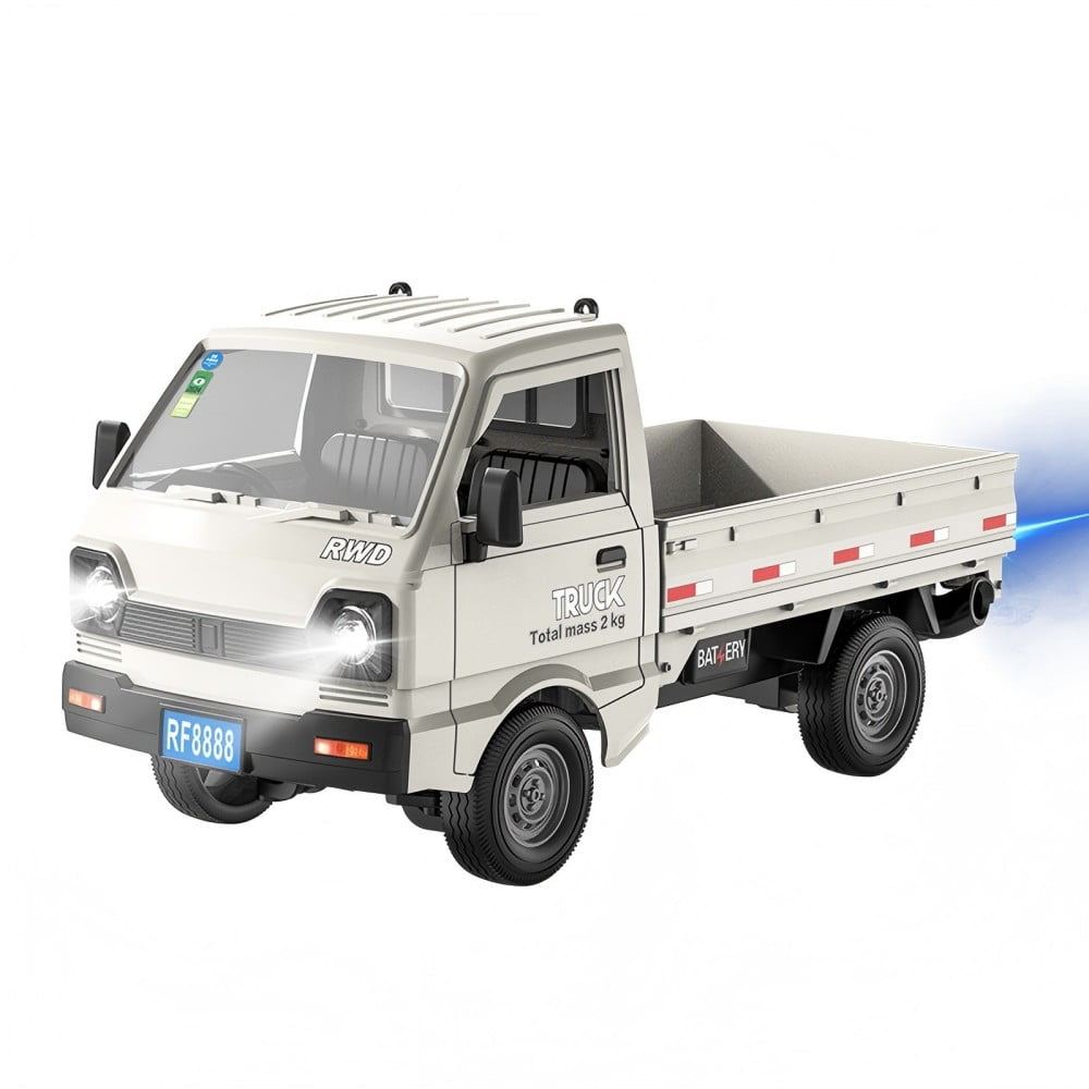 KF21 2.4G 1:16 Scale Remote Control Car with Simulated Lighting Manual Door Opening RC Truck with Cool Light Spray