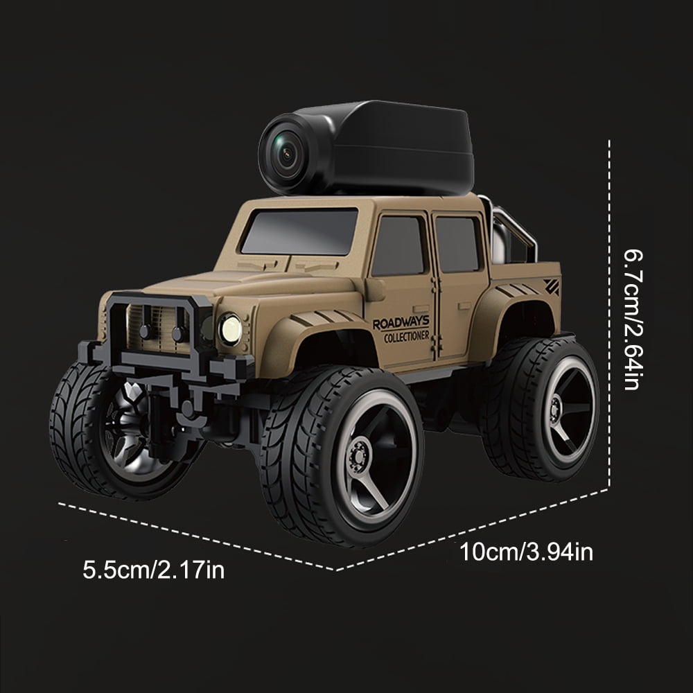 Radio Control Cars 1:64 Scale Alloy RC Car with Camera, 2.4G 4WD Off-Road Crawler with FPV Phone App Control, Desktop Remote Control Car for Adults, Mini Video Exploration Vehicle