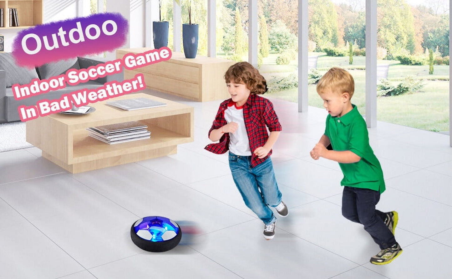 Air Power Hover Ball with LED Light and Foam Bumper Air Floating Soccer Ball Toys Gifts for Kids Indoor Outdoor Toys