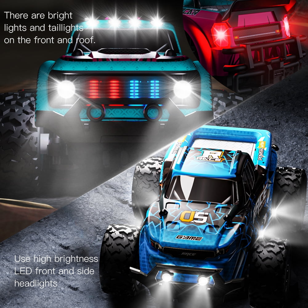 1:20 Remote Control Car for Boys Girls Gifts,  Off-Road All Terrain RC Truck, 15 KPH RC Cars with Front and Rear Lights, Outdoor Indoor Toys