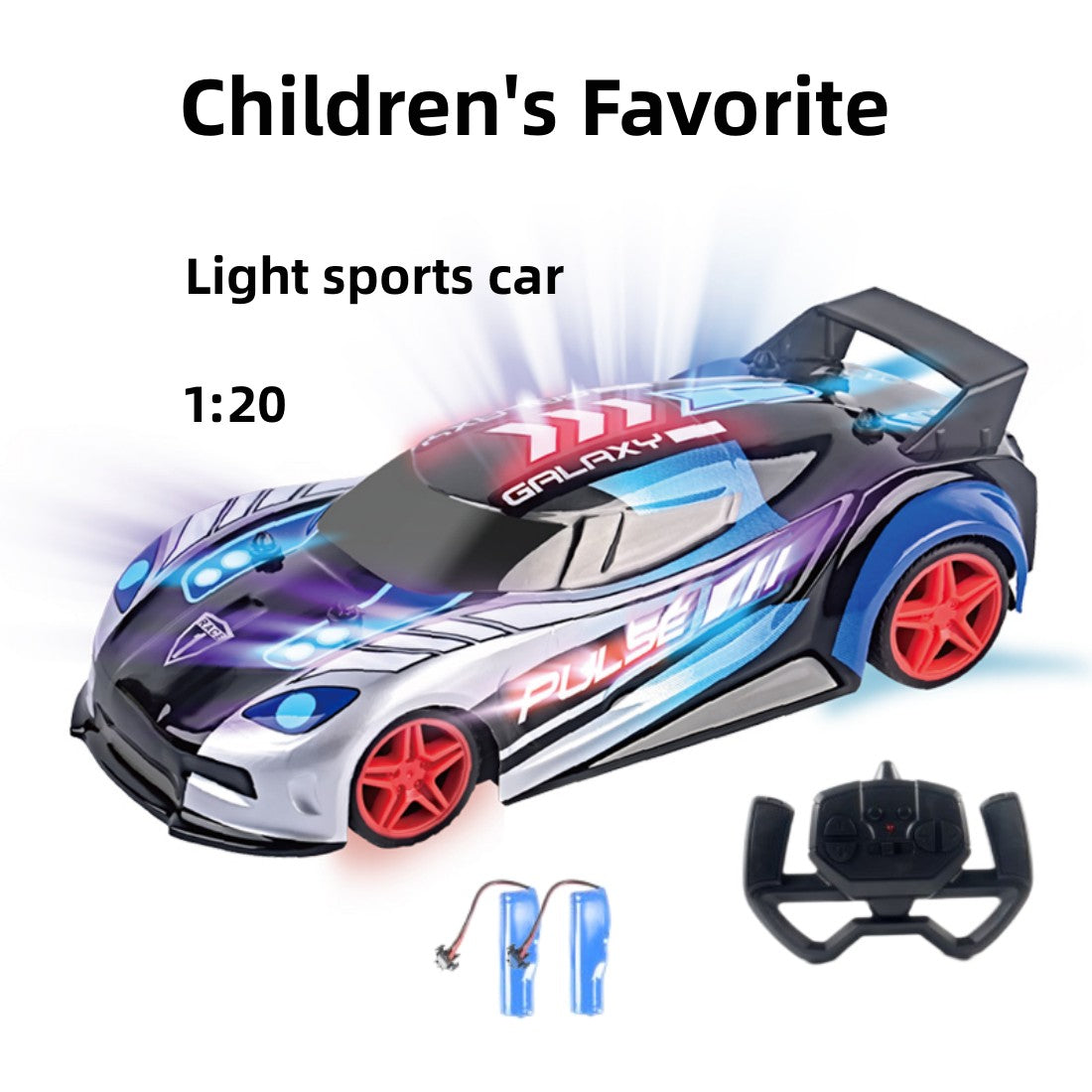 1/20 RC Car for Kids Teens, Racing Hobby Toy Vehicle with 2 Batteries,Blue