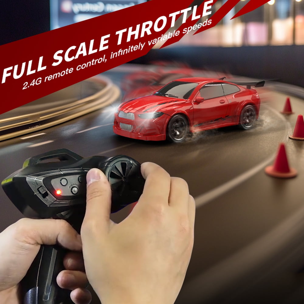 KF20 1:64 Remote Control Car，2.4GHz RC Cars，4WD Drift Mini Racing Model Vehicle Toy with LED Lights for Adults Boys Girls Kids Gift