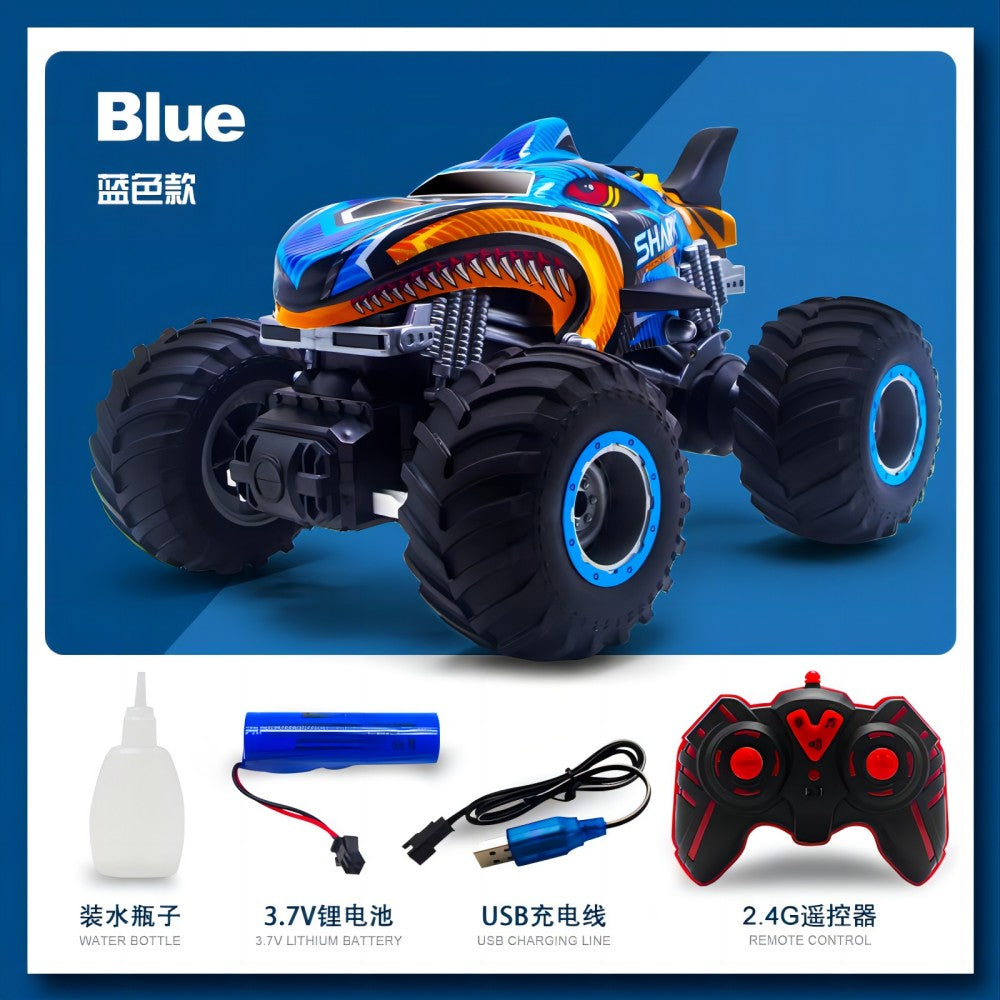 Triceratops Spray Remote Control Vehicle, 2.4GHz All Terrain Monster Cars, 1:16 Monster Truck RC Trucks, Monster Car with Spray Music and Light for Kids, Green