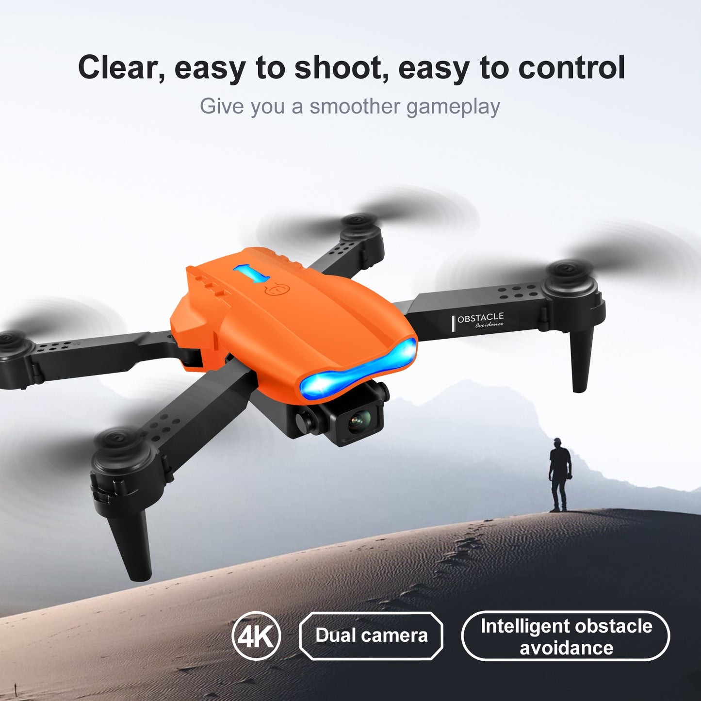Foldable RC Quadcopter Mini Drone 4K HD camera WIFI FPV Obstacle Avoidance